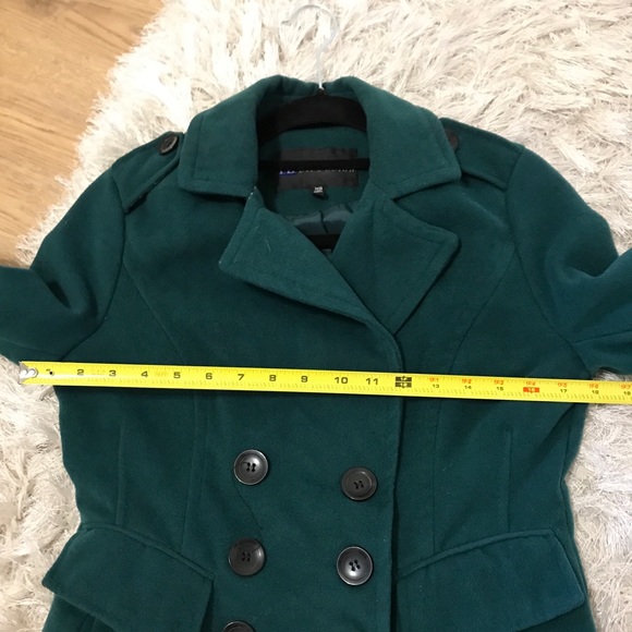 Xs dark forest hunter emerald green IB Diffusion peacoat pea coat trenchcoat - Picture 4 of 10